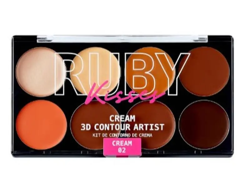 Ruby Kisses Flawless Finish 3D Contour Cream Makeup Palette, Lightweight, Multi-Palette, Sculpt, Highlight, Dark Medium
