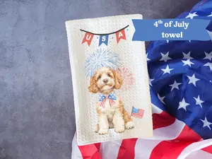4th of July Dog Kitchen Towel- Home Decor 16x 24
