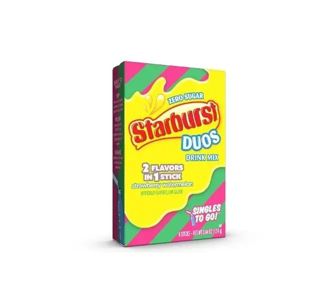 SINGLES TO GO! Starburst Duos Strawberry Watermelon Drink Mix - Pack of 6 | 6 Servings Each, 36 Total Servings - Starburst Duos Strawberry Watermelon, Sugar Free Drink Mix - Just Add Water