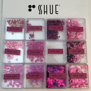SHUE - 12 MINI BOX NAIL CHARM DECORATIONS - HOT PINK (1 PCS)