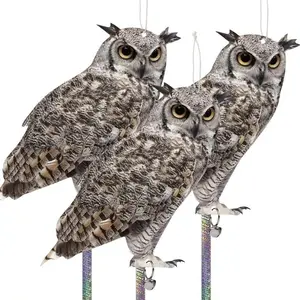 Fake Owl Decoy to Scare Birds, 3 Pack Fake Owl Hanging Effective Bird Control