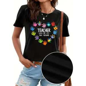 Women's Teacher Appreciation Graphic Tee - Soft & Breathable Cotton Short Sleeve with Fun Educator-Themed Print, Relaxed Fit Round Neck for School Spirit, Summer Casual Days and Everyday Teacher Life Outfits