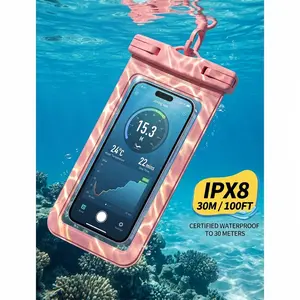 IPX8 Waterproof Phone Case for Kayaking & Swimming, Universal Dry Bag with Back Hand Strap, Touch Screen Pouch with Lanyard, Fits iPhone Samsung Up to 7", Anti-Slip Grip for Underwater Photos