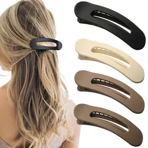 YUQUESEN Solid Color Hair Clip, 4-Piece Oval Acrylic Hair Clip Set for Women, cheetah claw clip,dano claw clipNo Trace Flat Large Hair Clip, Elegant Minimalist Frosted Solid Color Hair Clips for Daily Wear, Ideal Gifts for Her