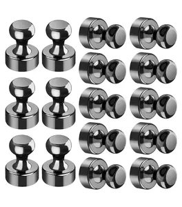 16Pcs Black Refrigerator Magnets Fridge Magnet, Strong Magnets Fridge, Whiteboard Magnets, Fridge Magnets Adults, Small Magnets for Kitchen, Office, School, Locker, Map Decorative