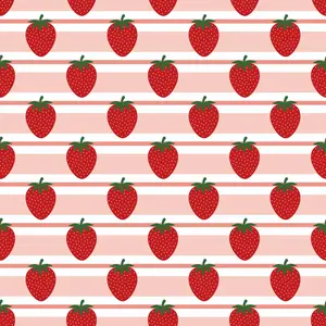 Sweet Strawberries Pink Horizontal Stripes Quilting Cotton Fabric