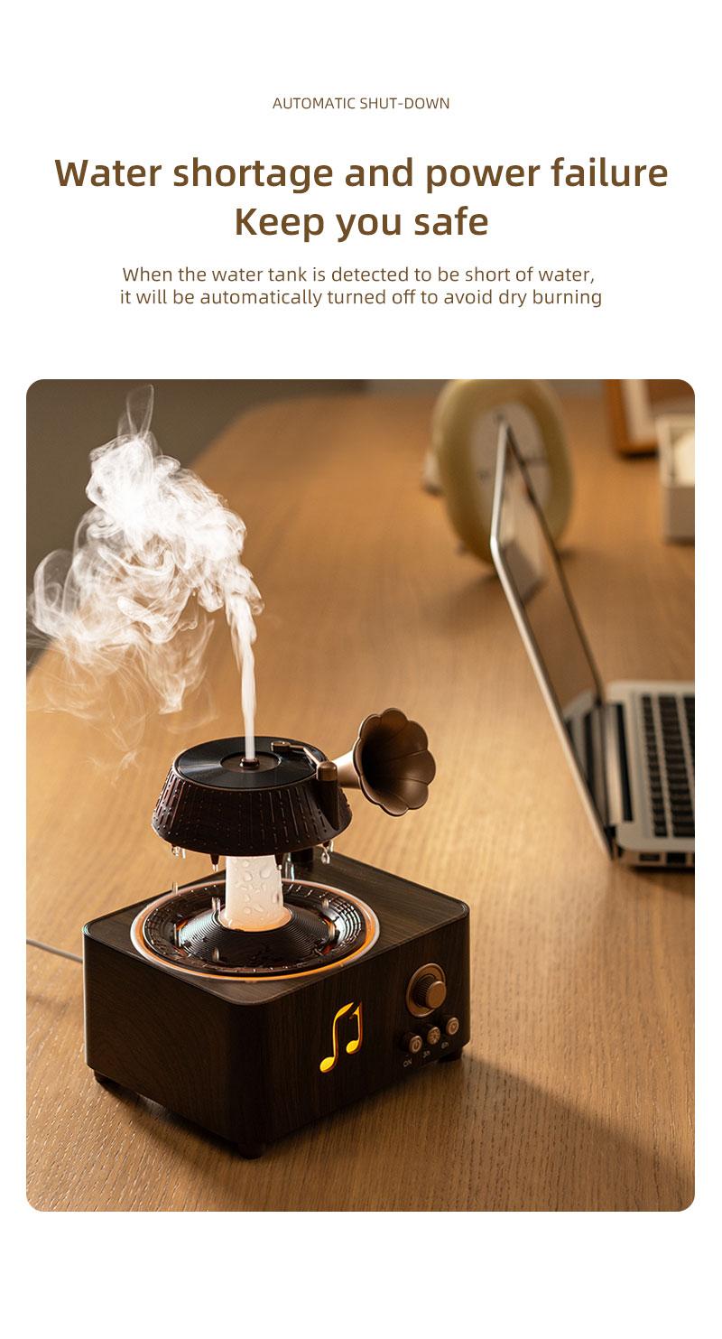 Aromatherapy Diffuser, 250ml Rotating Raindrop Record Player Design Essential Oil Diffuser & Water Mist Humidifier, Ultrasonic, Wood Grain with Remote Control, Colorful LED Night Light, Timer for Bedroom Home Office Decor
