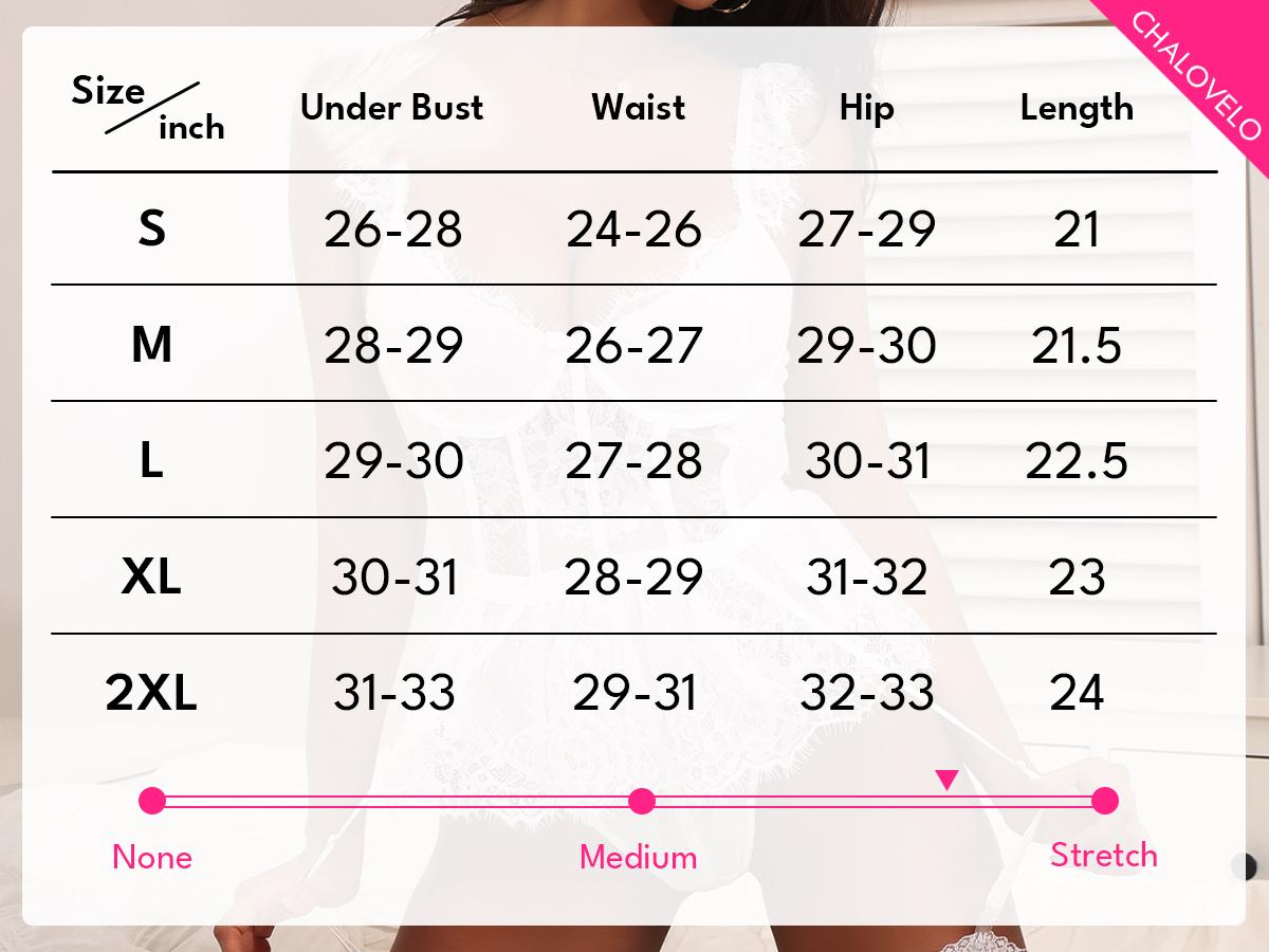 CHALOVELO Women's 2-Piece Lace Teddy Babydoll Bodysuit Lingerie Set, Underwire Floral Top with Detachable Sheer Skirt