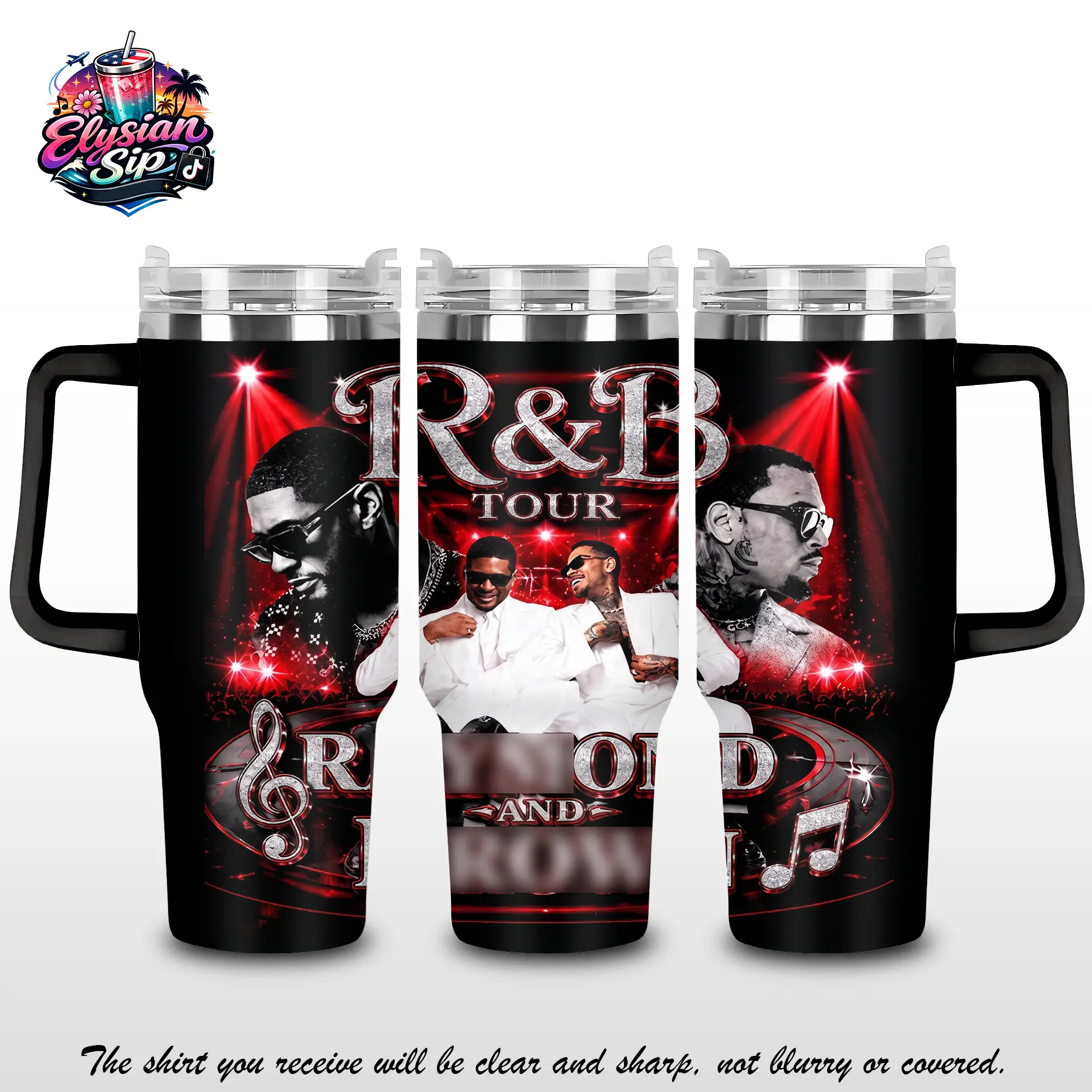 [Elysian Sip] - Raymond & Brown The R&B Tour 2026 Vintage R&B Music 40oz & 20oz Stainless Steel Tumbler with Handle – Retro Concert Insulated Cup, Soul Music Fan Travel Mug, Leakproof Gift For Music Lovers.