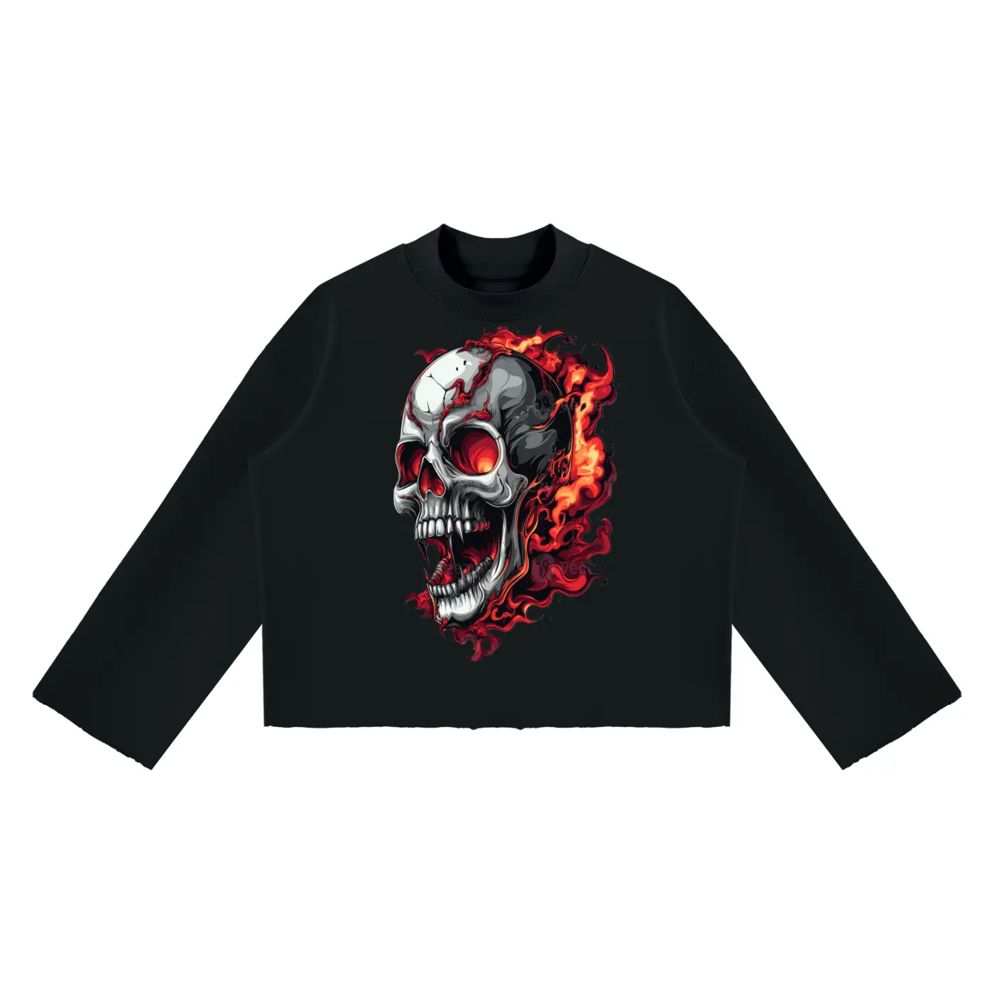 Unisex Mock Neck Raw Edge Boxy Sweatshirt