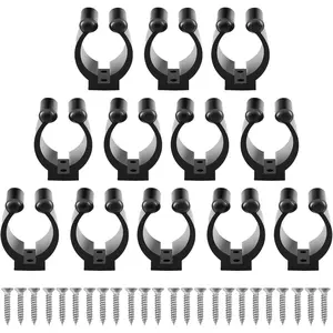 12 PCS Black Pool Cue Holder Clamps With Screws, Billiards Snooker Cue Locating Clip Holder Also for Fishing Rod Storage Fit Pool Cue Racks