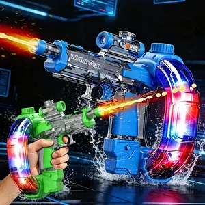 LED Electric Water Gun, Space Energy Ring Design, High Pressure Long Range, Large Capacity, Safe and Harmless Water Gun Toy
