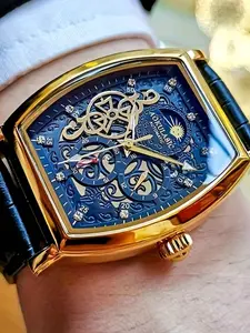 Men's Barrel Shape Mechanical Watch with and Band, Automatic Tourbillon Stylish Casual Business Timepiece, Perfect Gift for Boyfriend and Husband