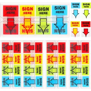 500pcs 4 Colors Adhesive Sign Here Stickers Arrow Label Tabs Flags for Documents Notebooks Home Office School Supplies