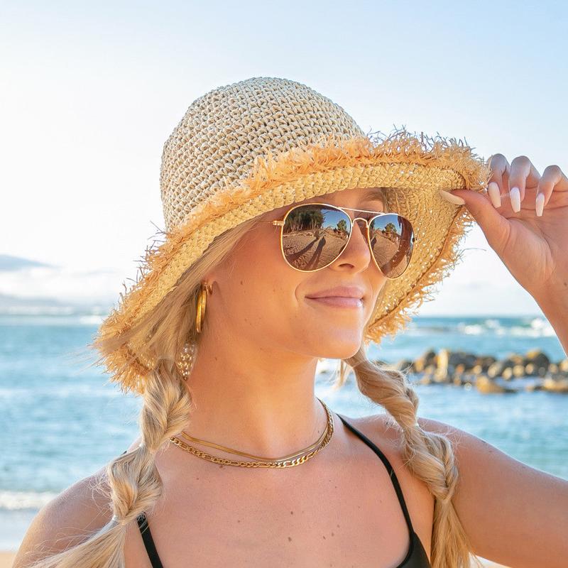 Fray Edge Straw Bucket Hat - Comfortable Design for Sun Safety - Ideal for Outdoor Wear
