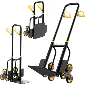 440 lbs Heavy-Duty Stair Climbing Hand Truck Dolly – 6-Wheel Platform Cart – Telescoping Handle – Industrial Material Handling – Versatile Use