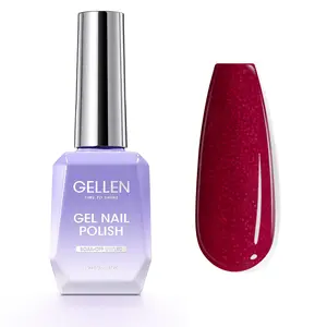Gellen Gel Nail Polish 18ml - Burgundy Dark Red Glitter Flawless Gift