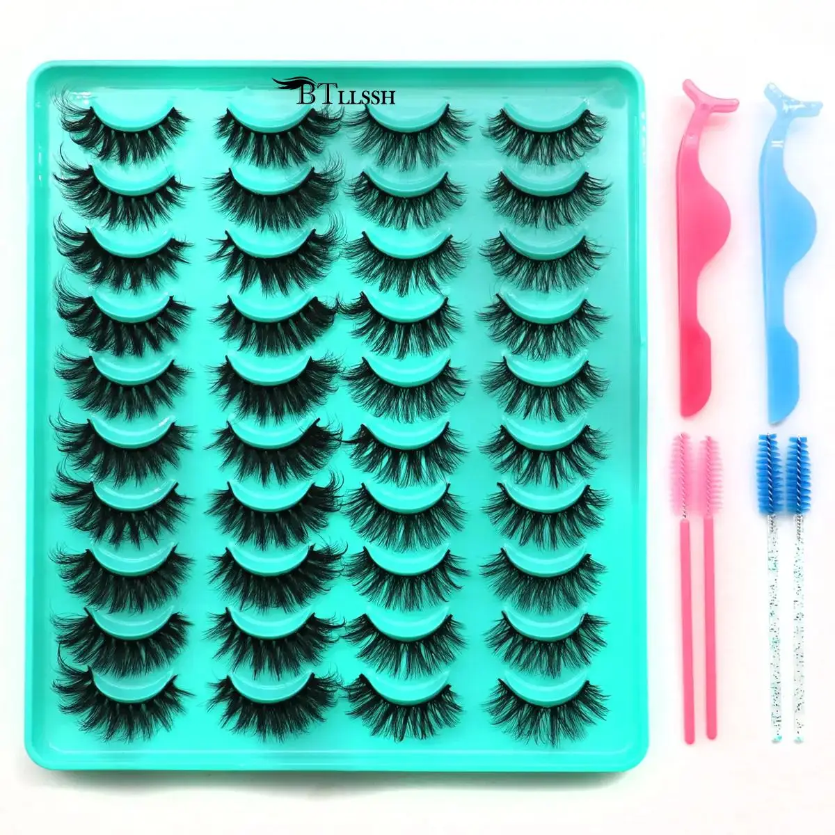 Fluffy Curling False Eyelashes Kit, Natural Look Eye Makeup Strip Lashes for Women & Girls, Volumized Cluster False Eyelashes for Eye Makeup Enhanceme