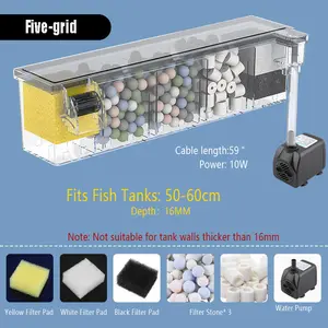 3-in-1 Aquarium Filter with Water Circulation & Oxygenation, Top-mounted Drip Filter Box for Turtle Tanks