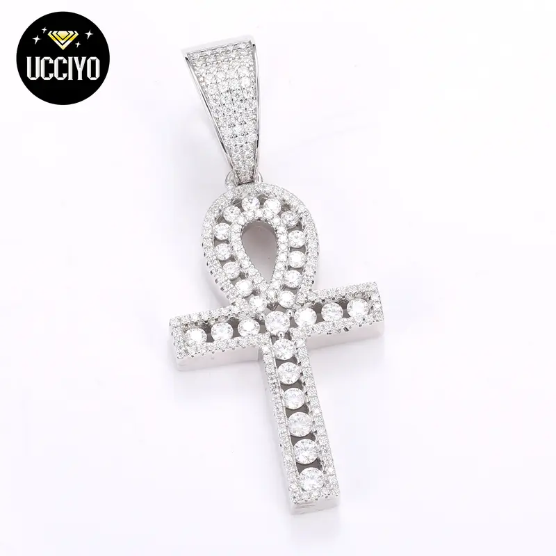 UCCIYO Cross Pendant P269 S925 Sterling Silver Moissanite Pendant Necklace For Women Men Iced Out Hip Hop Party Jewelry Gifts【#P269 】