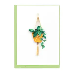 Quilled Pothos Macrame Hanger Gift Enclosure Mini Card