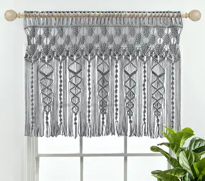 Boho Macrame Textured Cotton Valance Wall Decorby