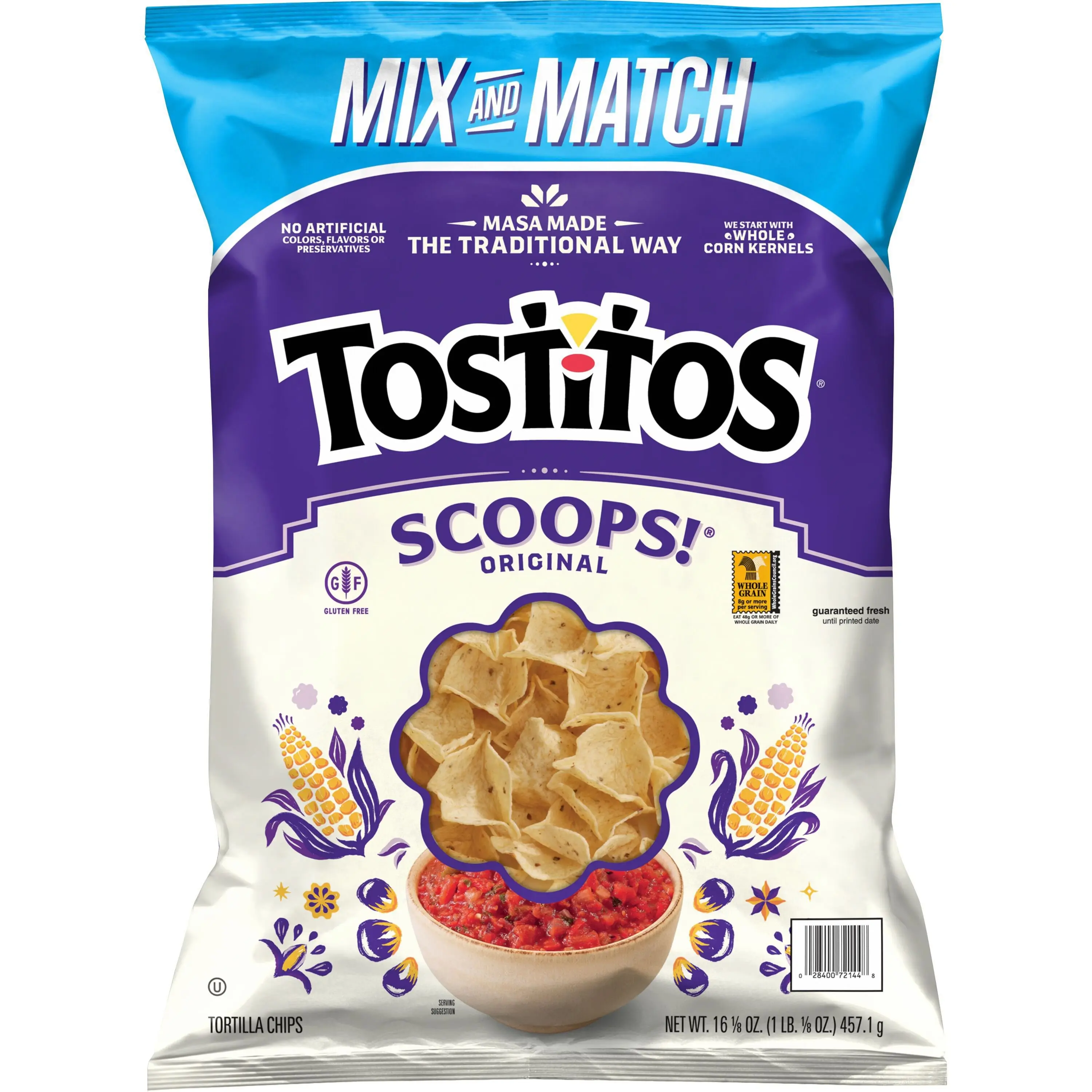 Tostitos Scoops! Crunchy Crispy Original Tortilla Chips - 16.125 oz Snacks for Picnic, Pantry Cupboard Storage