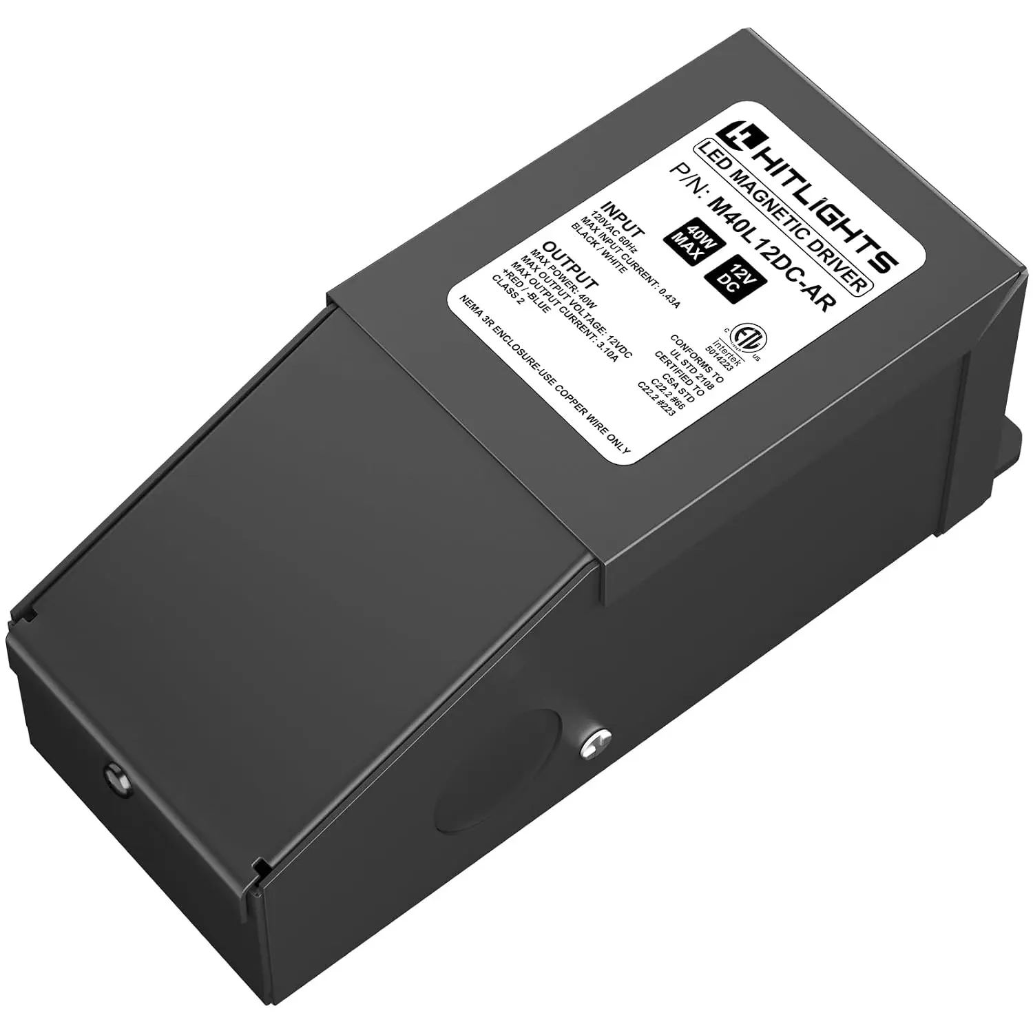 Dimmable LED Driver Transformer 12V 40W, Magnetic Power Supply 120VAC to 12VDC, Compatible with Lutron and  dimmers, for LED Strip Light, Kitchen, Cabinet, Class 2, ETL Listed