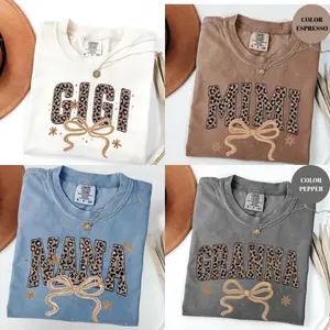 Personalized Gigi Comfort Colors Shirt, Custom Grandma Mama Tee, Leopard Mimi Nana Shirt, Mother’s Day Gift