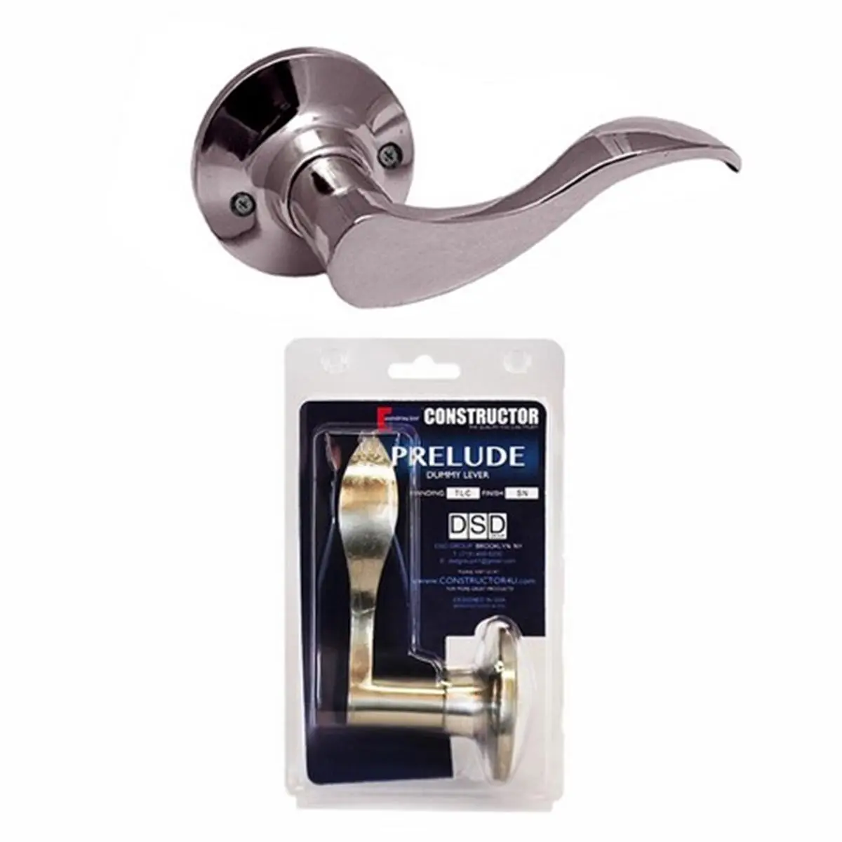 Constructor Prelude Dummy Right Lever Door Lock with Knob Handle Lockset- Satin Nickel