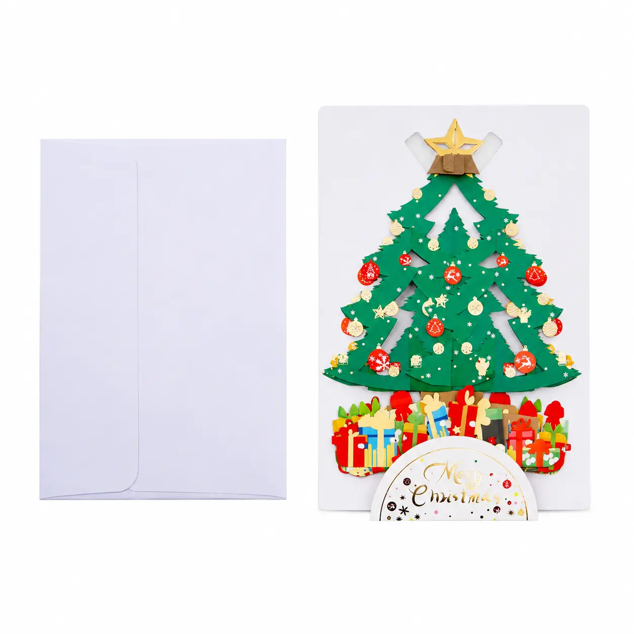 Paper Chorus 3D Christmas Tree Pop-Up Greeting Card, Large Holiday Tree Card with Gift Box Details, Merry Christmas Card for Family Friends Coworkers sohochic