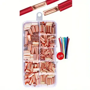 250pcs Copper Connecting Pipe Kit - Perfect For Wire Joints & Cable Lugs!
