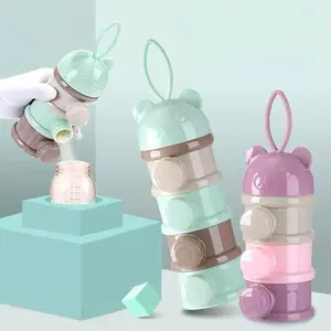 3-4 Layer Formula & Milk Dispenser | Leakproof BPA-Free Snap-Lid Storage Container | Travel Essential Baby Milk Organizer