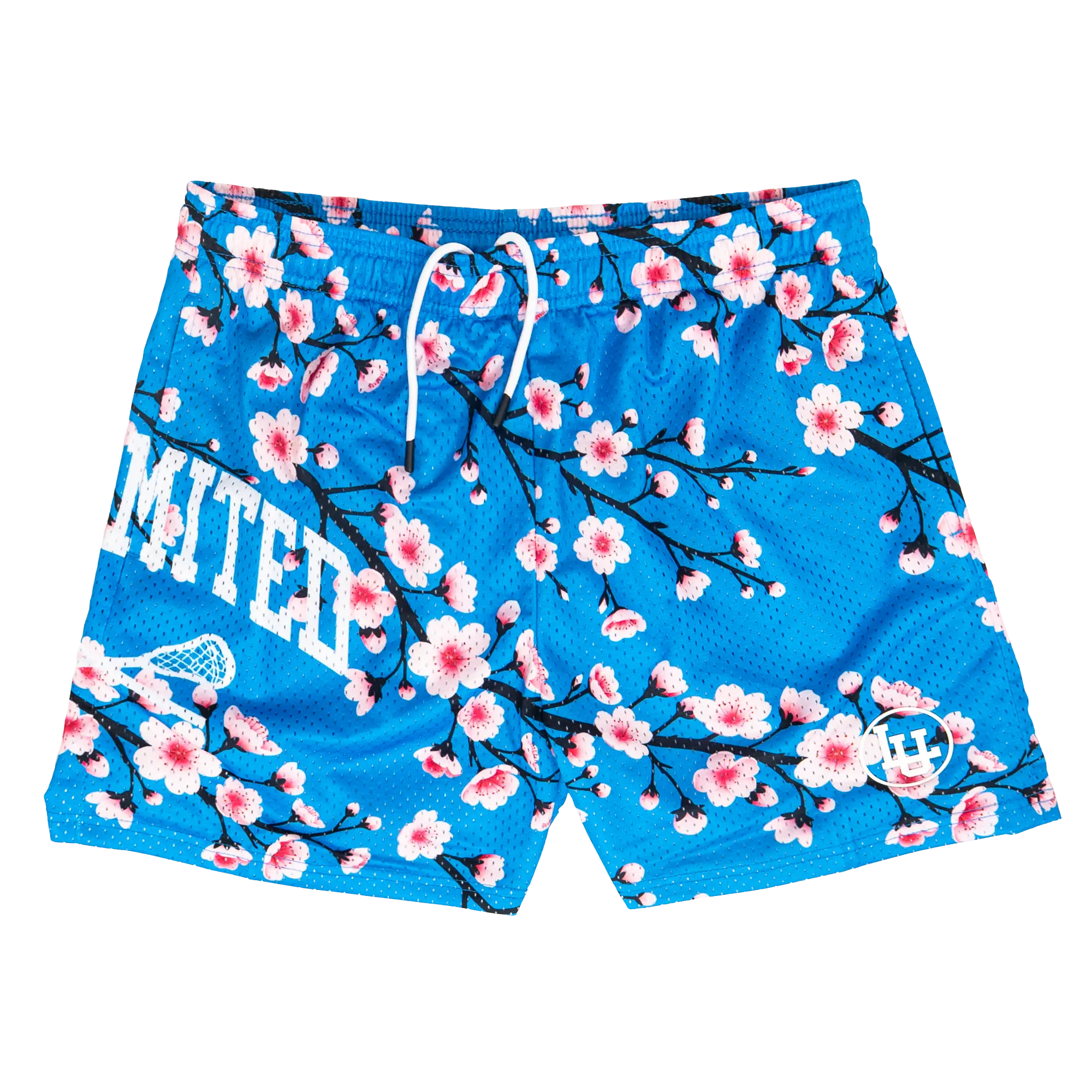 Cherry Blossom Men's Sports Shorts, 5" Inseam Lacrosse-Cut Polyester Mesh Activewear with Zippered Pockets, Active Sportswear Men's Sports Shorts, Above Knee, Shorter Cut