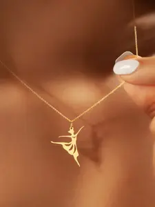 Fashion Ballet Girl Charm Necklace Romantic Stainless Steel Pendant Necklace Gift For Artistic Dancers