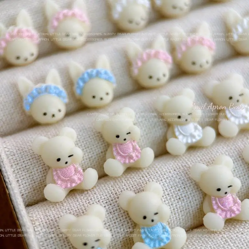 30Pcs 3D Resin Baby Bear Nail Art Charms Kawaii Cartoon Resin Accessories Parts For Manicure Nails Decoration Supplies Material