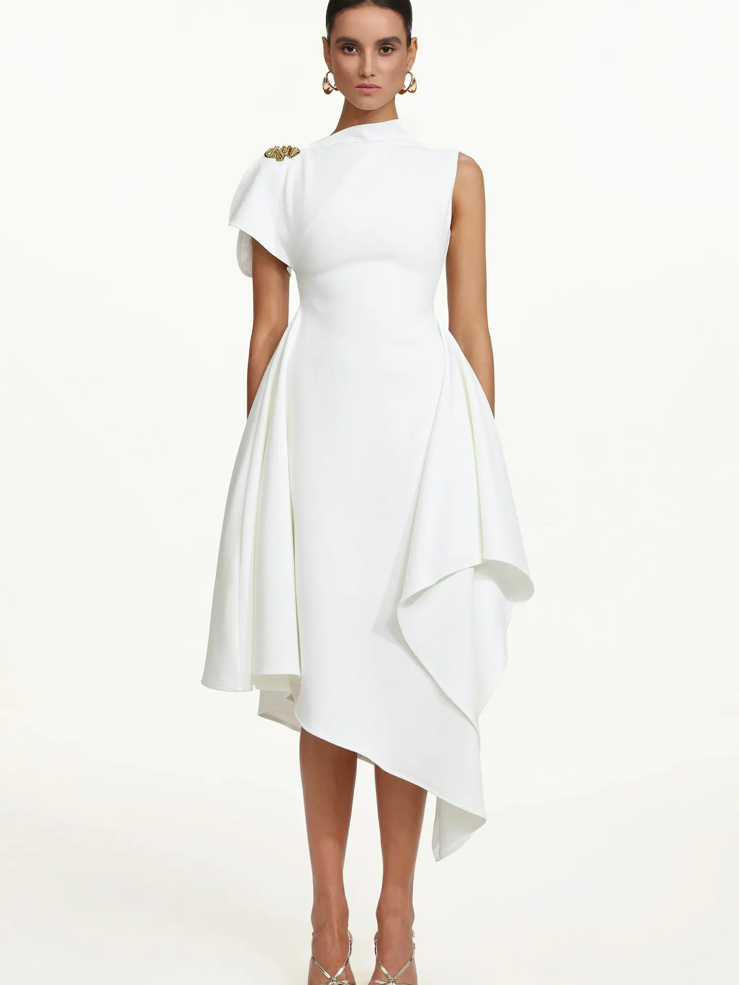 BellaBarnett Weren Elegant Contour High Neck Asymmetric Maxi Dress