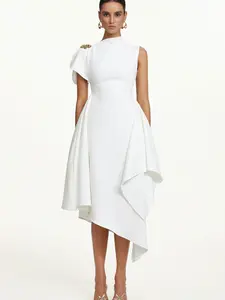BellaBarnett Weren Elegant Contour High Neck Asymmetric Maxi Dress