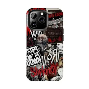 Slipknot SOAD Collage Tough Phone Case, Heavy Duty Shockproof Protective Cover for Rock Fans, Drop Protection Accessory for iPhone 11 12 13 14 15 16 17 Pro Max Plus