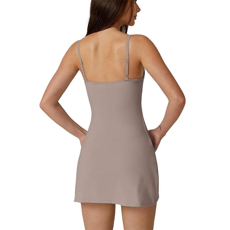 Womens Spaghetti Strap Tennis Dress with Shorts Workout Side Slit Active Golf Dresses Womens Spaghetti Strap Tennis Dress with Shorts Workout Side Slit Active Golf Dresses