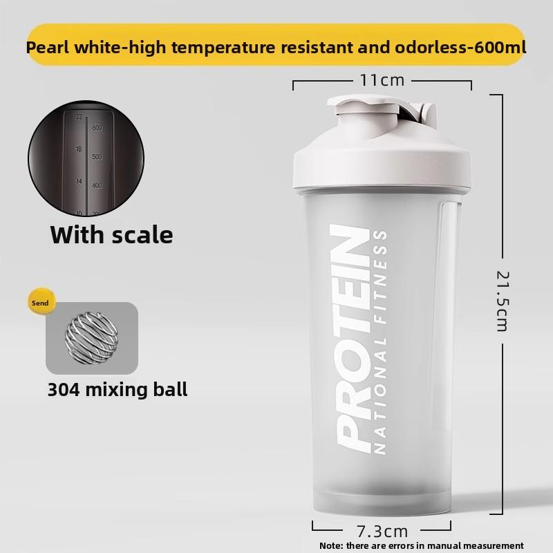 Protein Shaker Bottle 600ml with Mixing Ball BPA Free Leak Proof Sports Water Cup for Gym Fitness Workout Strength Training Muscle Building Nutrition Drink All-day Comfort Summer Essential Fitness Gear Free one sports headband
