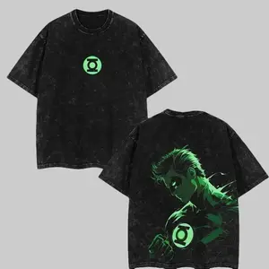 Two versioln Green Lantern Legacy Collection – Vintage Washed Graphic Tees Featuring Classic Logos & Hero Designs | Oversized Unisex Streetwear for DC Comic Fans, Superhero Collectors & Cosmic Justice Seekers