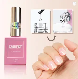FZANEST 15ml  Glassy Super Base Coat ,Shine Finish and Long Lasting,No Wipe Foundation Combination for UV/LED Light Cure Nail Polish Gifts for Women.