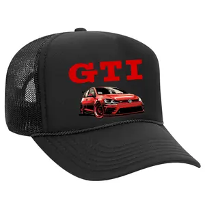 Black Threadz VW GTI Trucker Hat - Casual Baseball Cap, Logo-Embellished VW Car Hat, Stylish Volkswagen GTI Gift for Him and Her