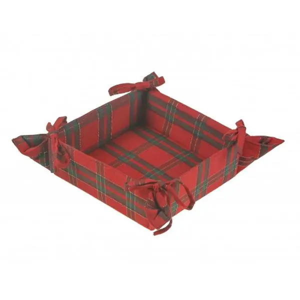 Mr. MJs Trading Fabric Bread Basket - Belvedre Red, Lurex Trim, Kitchen Storage Solution for Tabletop Use
