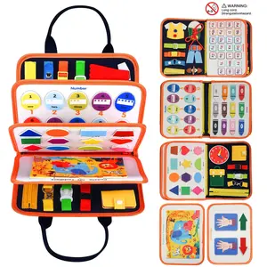 Montessori Busyboard Sensory Activity Board Suitable for Children Aged 3-6, Portable Felt Early Education 3D Book, Sensory Education Backpack for Early Learning & Motor Skills Development, Color Number Shape Education Game, Birthday Gifts