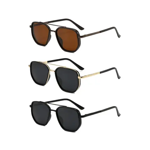 Women's Geometric-Pattern Angular Frames Polarized Sunglasses - Double Beam Design, Metal Alloy Frame, UV Protection, Lightweight TR90 Comfort, Gift Case Included - Sunglasses for Women, Female Travel Accessory