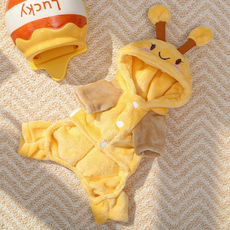 Pet Clothes Little Bee Costume Cosplay With Hat Leash Ring For Small Medium Dogs Cat Winter Thickened AL991277976462