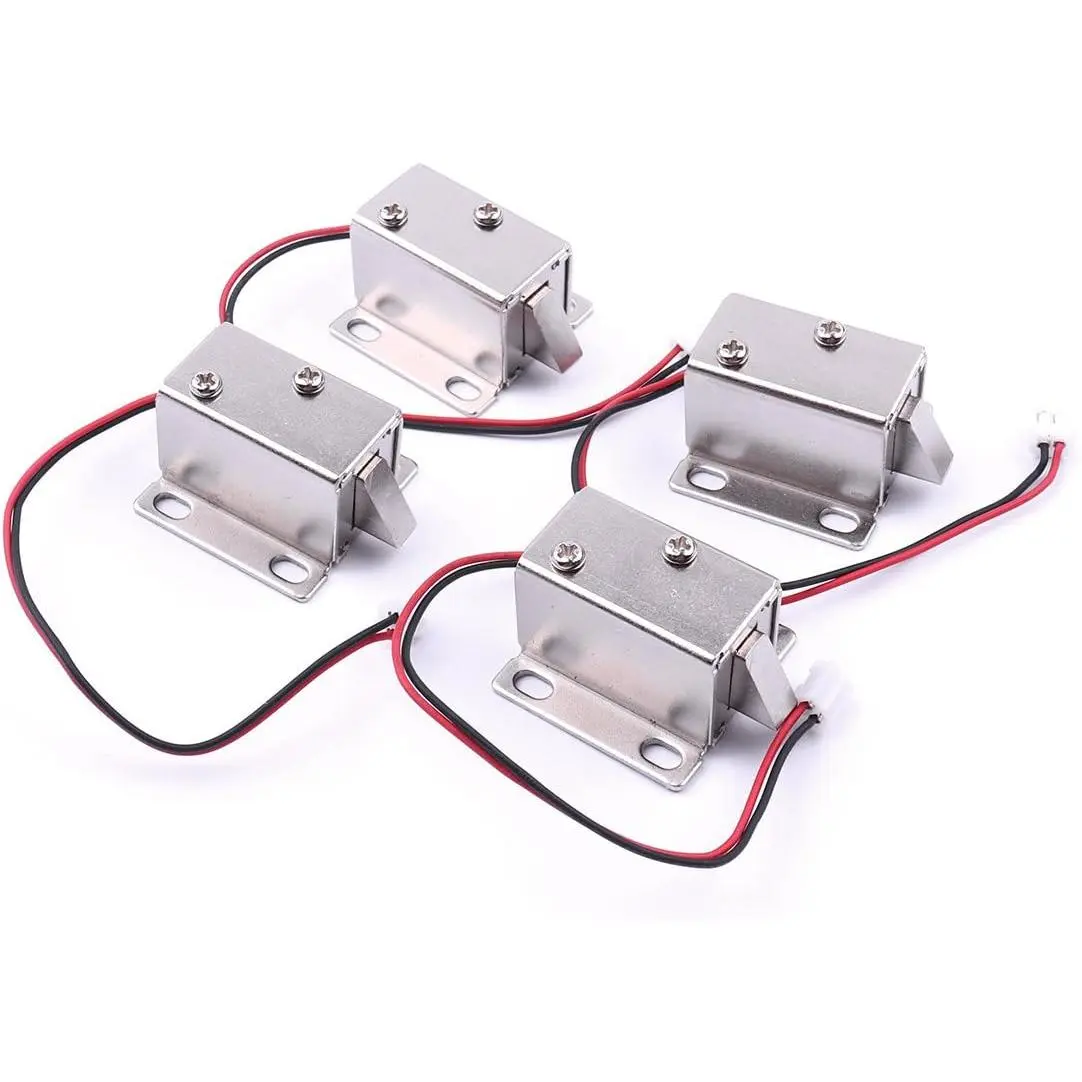 Electromagnetic Solenoid Lock,4pcs Mini  12V 0.43A Door Drawer Tongue Down Slim Design Assembly Magnetic Lock for Cabinet Door Drawer,27X29X18mm