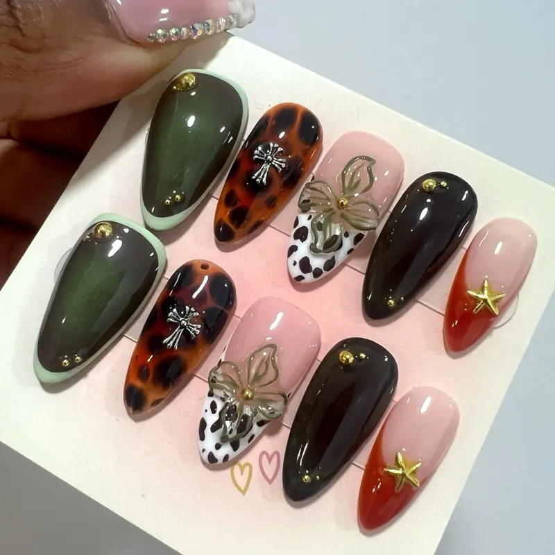 ITGirlz | Multicolor Handmade Press On Nails Collection | 10 Pcs Set  Reusable Nails 3D/ Acrylic